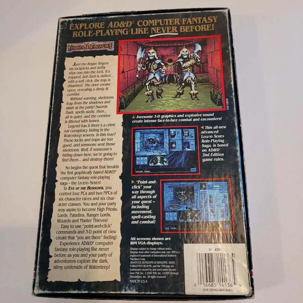 Advanced Dungeons & Dragons Eye Of The Beholder 1990 5 1/4